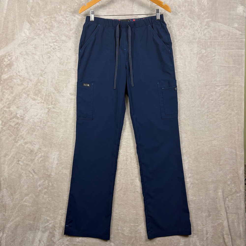 Koi Scrub Pants Women S Tall Navy Blue Cargo Pull On Medical Workwear